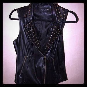 Faux leather studded vest